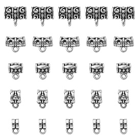 25 piezas 5 eslabones colgantes de aleación de estilo tibetano, fianzas de tubo, fianzas de bucle