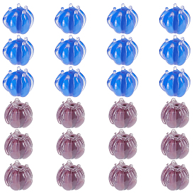 BENECREAT 24Pcs 2 Colors Glass Beads, Flower
