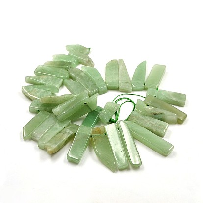 Chip Natural Green Aventurine Graduated Beads Strands, 18~46x10~12x4~6mm, Hole: 2mm, about 38pcs/strand, 15.3 inch