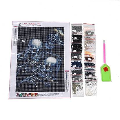 DIY 5D Diamond Painting Halloween Canvas Kits, with Resin Rhinestones, Diamond Sticky Pen, Tray Plate and Glue Clay