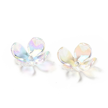 Casquillos del grano de la flor de acrílico transparentes, color de ab, 4-pétalo de flor