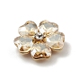 Cabochons de aleación, con diamantes de imitación de cristal, oro claro, flor