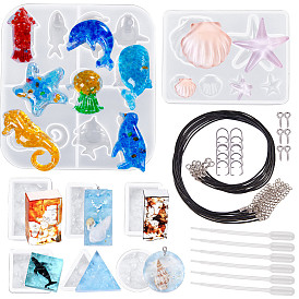 SUNNYCLUE DIY Necklace Makings, with Silicone Molds, Waxed Cotton Cord Necklace Makings and Disposable Plastic Transfer Pipettes