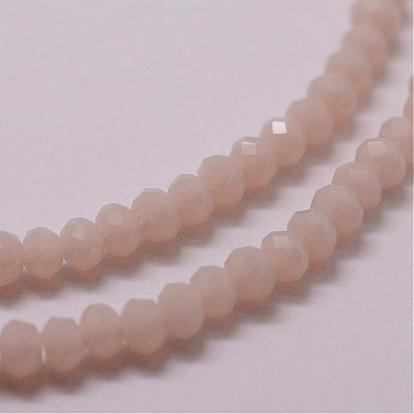 Imitation Jade Glass Bead Strands, Rondelle, Faceted