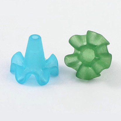 Transparent Acrylic Beads, Frosted Style, Petunia, 18x20mm, Hole: 3mm, about 380pcs/500g