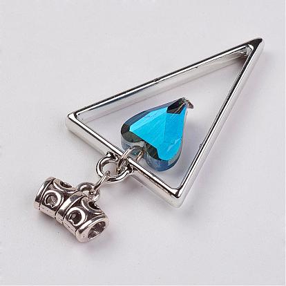 Alloy Pendants, with Glass Heart, Triangle