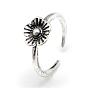 Adjustable Alloy Cuff Finger Rings, Flower, Size 4
