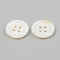 Natural 4-Hole Freshwater Shell Buttons, Flat Round