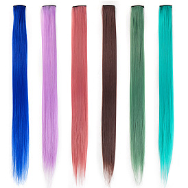 Colorful Gradient Hair Extensions Clip-in Synthetic Wig Piece for Women