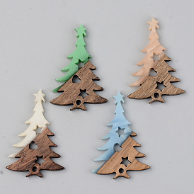 Opaque Resin & Walnut Wood Pendants, Christmas Tree