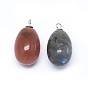 Natural Mixed Gemstone Pendants, with 925 Sterling Silver Findings, Oval, Platinum