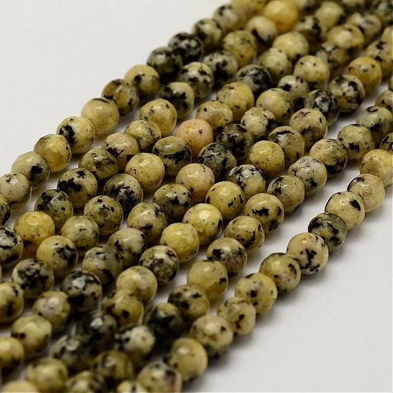 Brins de perles de larvikite naturelle, teints et chauffée, ronde, facette