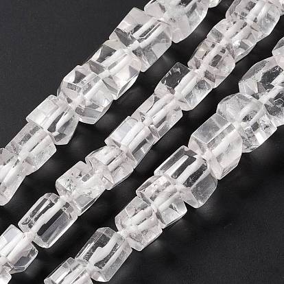Natural Quartz Crystal Beads Strands, Faceted, Polygon