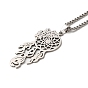 304 Stainless Steel Pendant Necklaces, Hollow Woven Net