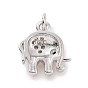 Micro latón allanan encantos de circonio cúbico, con anillo de salto, encanto de elefante