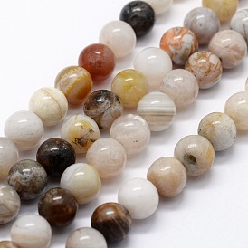 Natural Bamboo Leaf Agate Beads Strands, Round