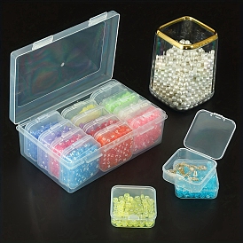 Plastic Craft Organizer Case Sets, 12/14/25 Grids Bead Containers, Rectangle