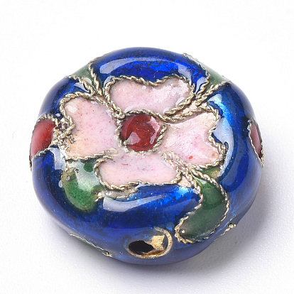 Handmade Cloisonne Beads, Flat Round