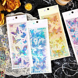 2 Sheets Hot Stamping PET Waterproof Decorative Stickers, Self-adhesive Butterfly Decals, for DIY Scrapbooking