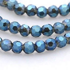 Full Rainbow Plated Glass Faceted(32 Facets) Round Spacer Beads Strands, 3mm, Hole: 1mm, about 100pcs/strand, 11.5 inch