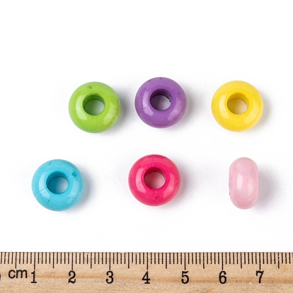 Opaque Acrylic Beads, Large Hole, Rondelle