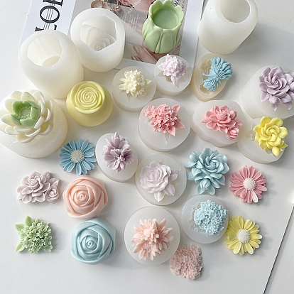 Moldes de silicona de calidad alimentaria para velas perfumadas con flores, moldes para hacer velas, molde para velas de aromaterapia