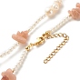 Natural Gemstone Chip Beaded Necklace for Girl Women, Vintage Shell Pearl Beads Necklace, Golden