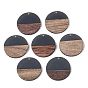 Transparent Resin & Walnut Wood Pendants, Flat Round