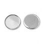 Flat Round 304 Stainless Steel Plain Edge Bezel Cups, Cabochon Settings, Tray: 20mm, 22x2mm