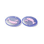Acrylic Pendants, with Enamel and Glitter Powder, Flat Round with Dolphin Pattern