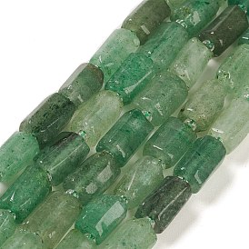 Natural Green Strawberry Quartz Beads Strands, with Seed Beads, Faceted, Column