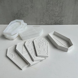 Caja de almacenamiento diy de ataúd de Halloween y moldes de silicona con tapa, moldes de resina, para resina uv, fabricación artesanal de resina epoxi