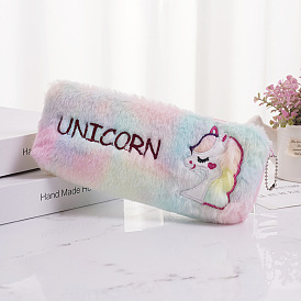 Unicorn Pattern Polyester Storage Pencil Pouch, Zipper Pen Holder, for Office & School Supplies, Rectangle