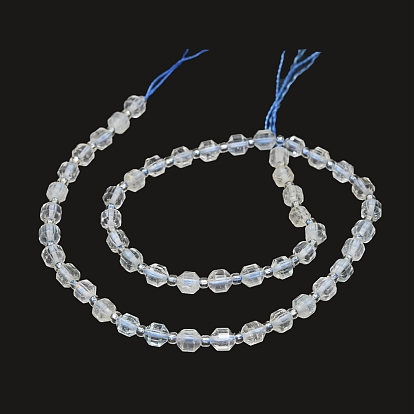 Brins de perles de topaze blanche naturelle, avec des perles de rocaille, facette, Toupie, perles de prisme à double pointe