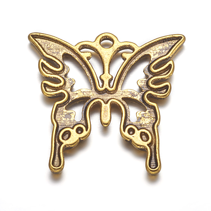Tibetan Style Alloy Pendants, Lead Free and Cadmium Free,Butterfly, 25x26x2mm, Hole: 2mm