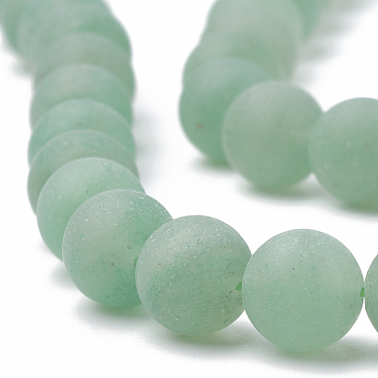 Natural Green Aventurine Beads Strands, Frosted, Round
