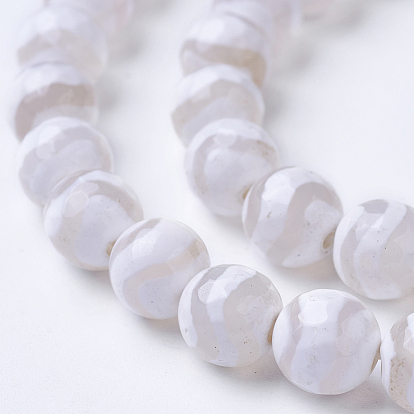 Agate naturelle perles agate brins, teints et chauffée, ronde, facette
