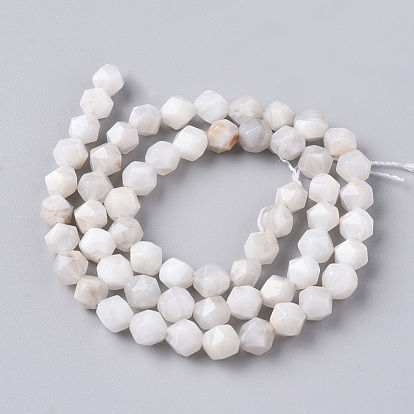 Natural Crazy Agate Beads Strands, Star Cut Round Beads, Faceted