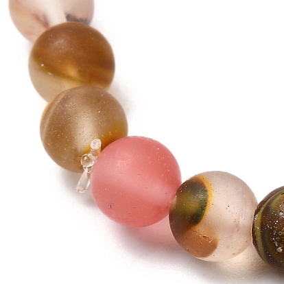 Colorful Tigerskin Glass Round Beads Stretch Bracelet for Teen Girl Women