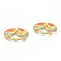 Chinese Style Alloy Enamel Pendants, Cadmium Free & Lead Free, Flat Round with Sea Wave, Golden
