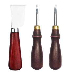 Leather Crafting Tools Set, with Leather Skiving Knife & Edge Beveler, for Sewing Leather Craft Making