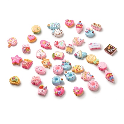Opaque Resin Snack Adhesive Back Cartoon Stickers, Ice Cream Donut Biscuits Cake Decals for Kid's Art Craft
