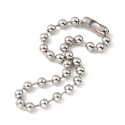 304 conjunto de collar y pulsera de cadena de bolas de acero inoxidable, conjunto de joyas con cierre de conector de cadena de bolas para mujer