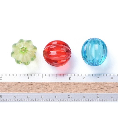 Thème d'automne perles acryliques transparentes, Perle en bourrelet, ronde, citrouille