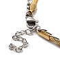 Two Tone 304 Stainless Steel Curb & Flat Snake Chains Double Layer Multi-strand Bracelet with Charms for Women, Golden & Stainless Steel Color