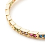 Bracelet de manchette ouvert en zircone cubique colorée, bijoux en laiton pour femmes, sans cadmium et sans plomb