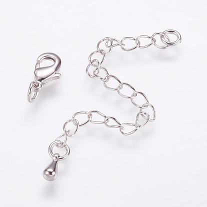 Long-Lasting Plated Brass Chain Extender, with Lobster Claw Clasps and Chain Extender Teardrop