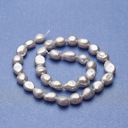 Brins de perles de culture d'eau douce naturelles de culture électrolytiques, teint, deux faces polies