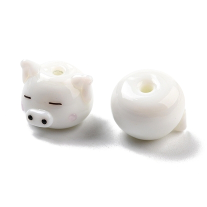 Handmade Porcelain Beads, Pig Head