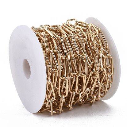 Unwelded Iron Paperclip Chains, Drawn Elongated Cable Chains, with Spool